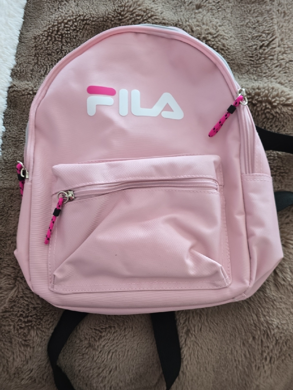 Fila Pink Kids Backpack with Hot Pink Zipper Accents